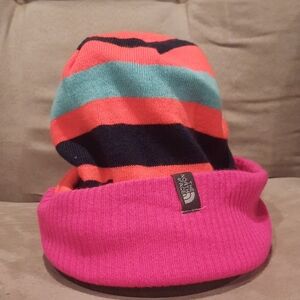 The North Face Colorful Striped Beanie - Pink, Blue, Black